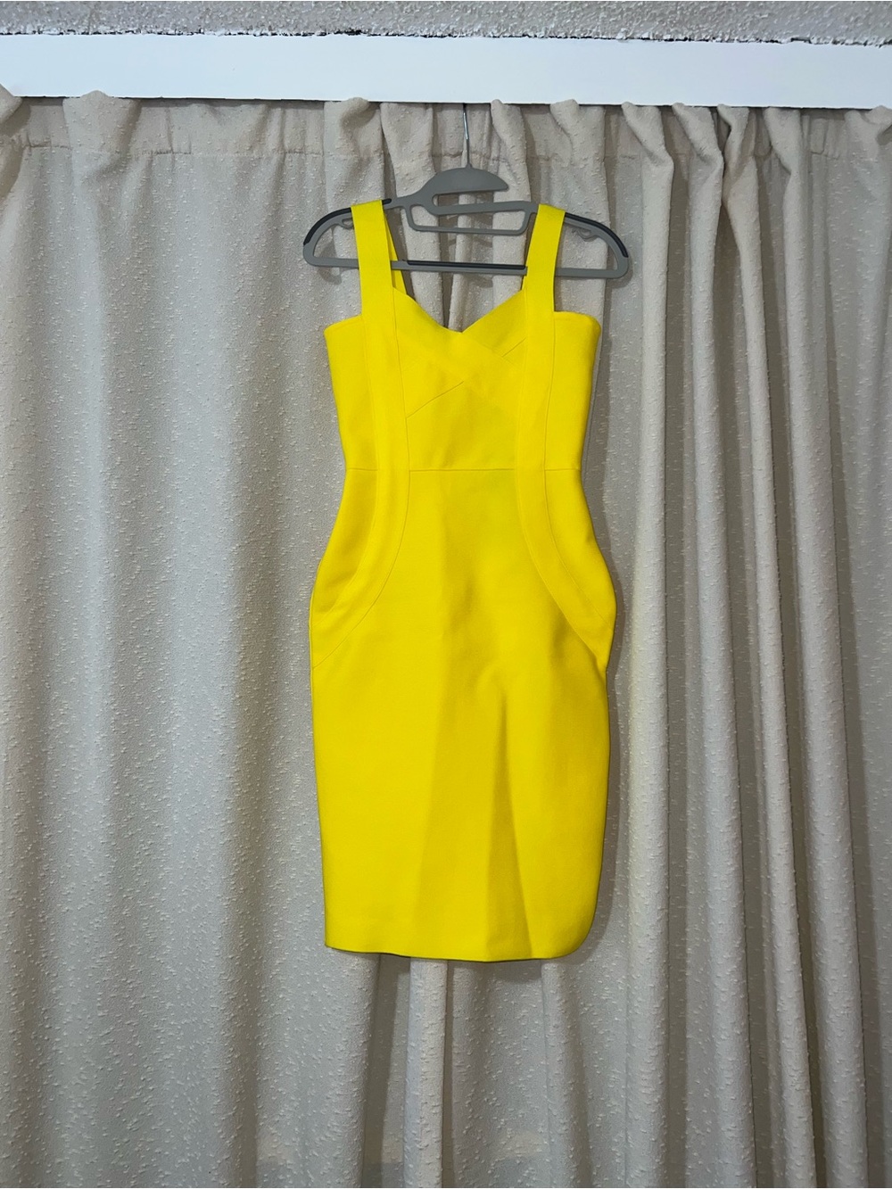 Fashion Nova Bright Yellow Midi Sheath Dress